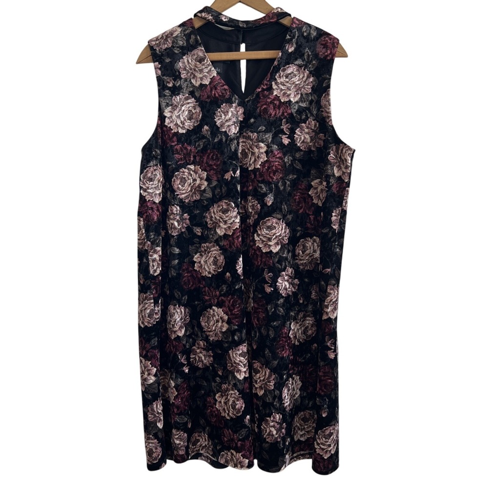 dark cottagecore dress Whimpsygoth‎ Velour Size Large Choker V Neck Floral Y2K